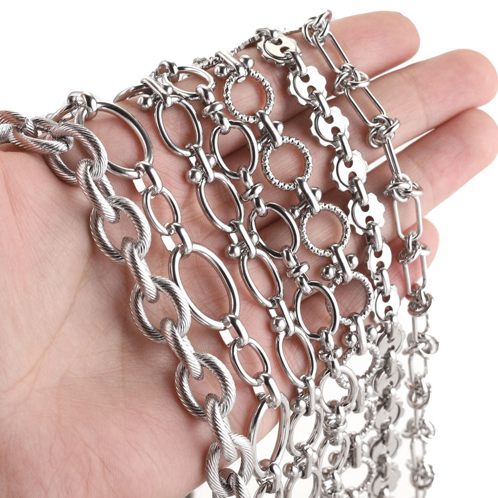 Wholesale 5 rolls - 500 cm various styles of stainless steel punk chain